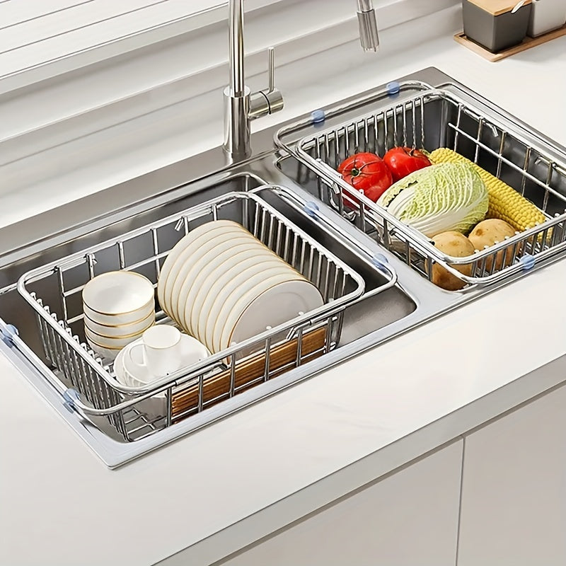 Retractable Stainless Steel Drain Basket Sink Rack