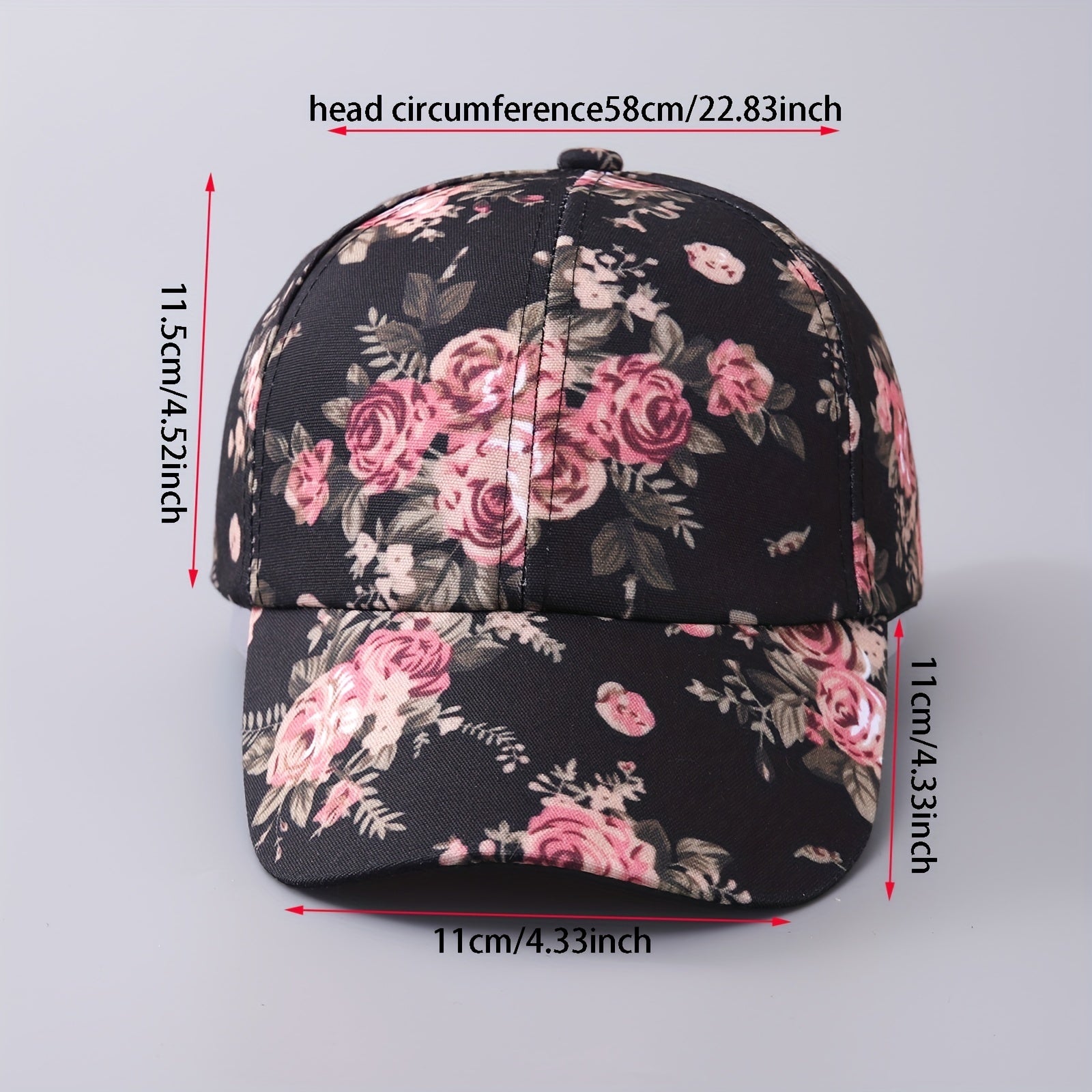 Floral Print Baseball Cap Women Sunscreen Sports Hat Lightweight Dad Hats