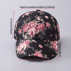 Floral Print Baseball Cap Women Sunscreen Sports Hat Lightweight Dad Hats