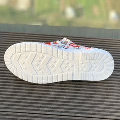 Heart & Lip Print Canvas Shoes Breathable Lace-up Flats