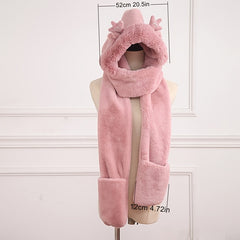 Christmas 3-In-1 Plush Animal Scarf Hat Mittens Set