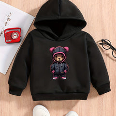 Bear Hoodie Print Baby Boys Casual Pullover Hooded Sweatshirt