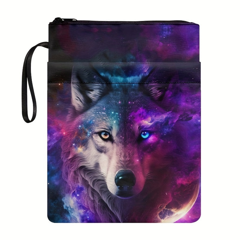 Space Wolf Book Sleeve, Hippie Book Protector Pouch, Hardcover Book Gift