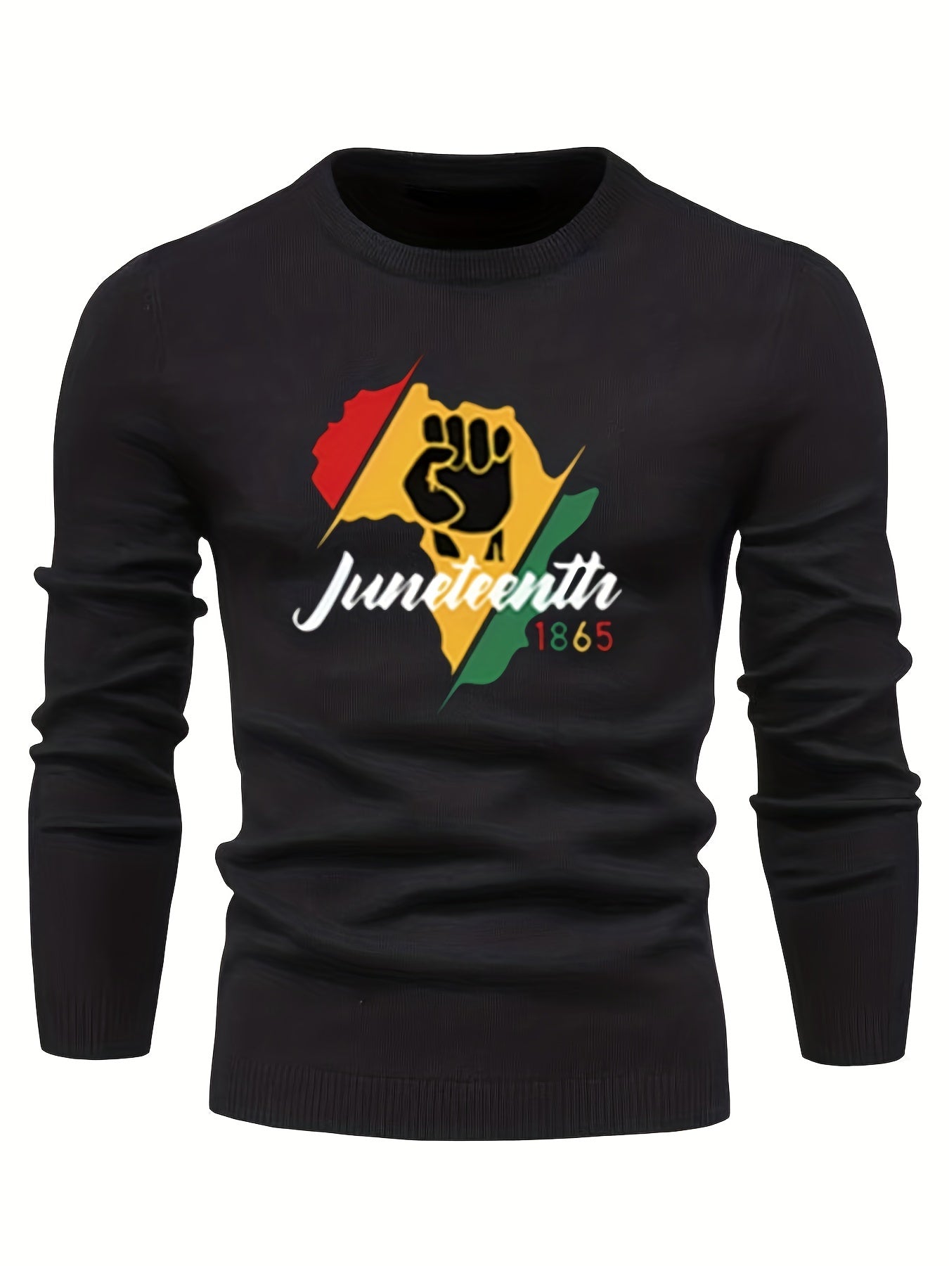 Juneteenth Print Sweater Men's Casual Retro Style Mid Stretch Pullover