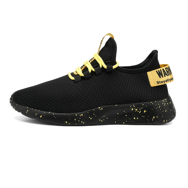 Men's Knit Letter Print Running Sneakers Soft Anti-skid Shoes