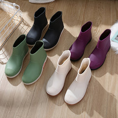 Waterproof Short Calf Slip On Rain Boots Women's Footwear