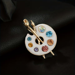 Colorful Soft Enamel Draw Palette Brooch Rhinestone Pin