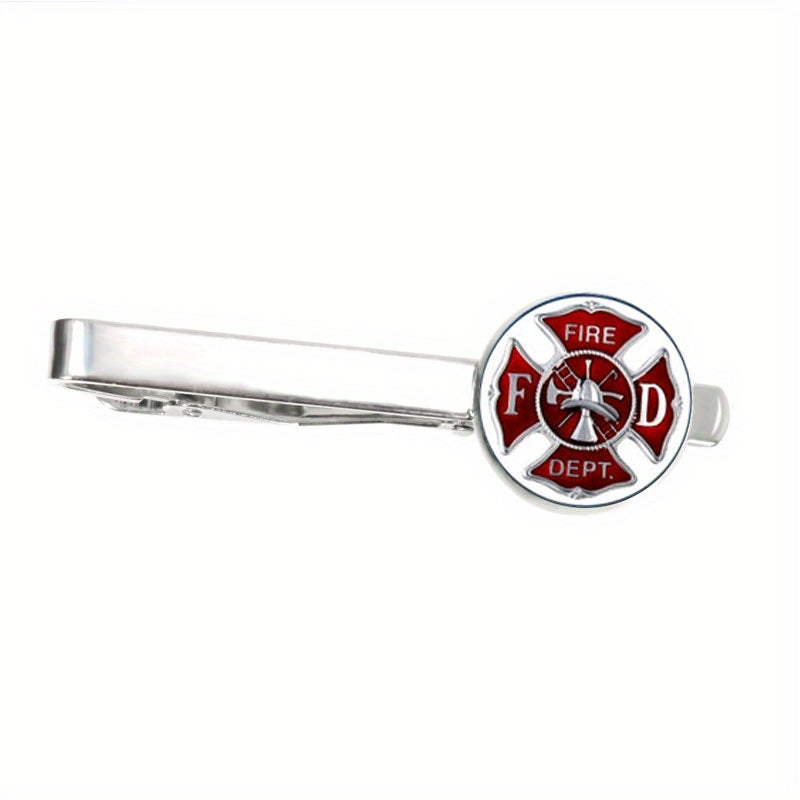 Firefighter Tie Clip and Pin Set - Husband Gift - Groom Accessories