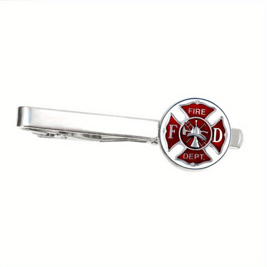 Firefighter Tie Clip and Pin Set - Husband Gift - Groom Accessories