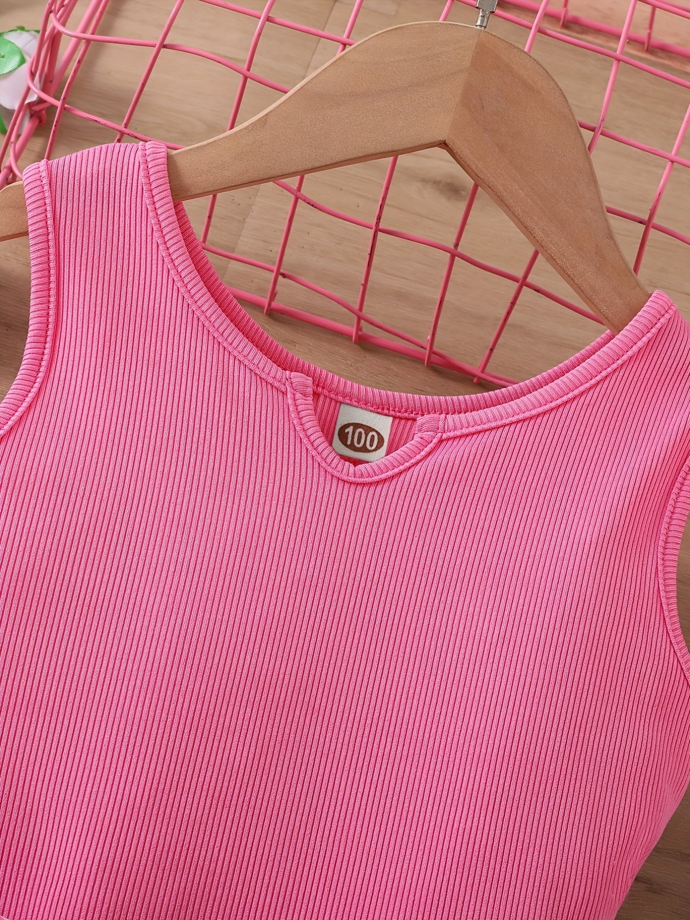 2pcs Toddler Girls Tank Top & Striped Shorts Set Summer Clothes