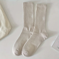 Letter Print Socks Women's Mid Tube Stockings