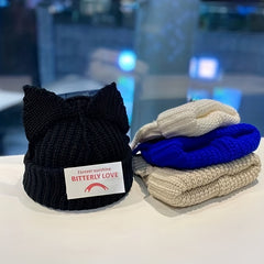 Cat Ears Knit Beanie Hat Unisex Winter Warm Slouch Ski Cap