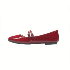 Women's Square Toe Double Buckle Mary Jane Shoes