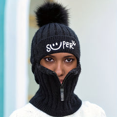 Women's Knitted Ear Protection Warm Hat with Fleece Lining