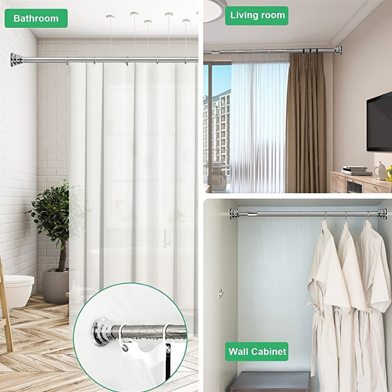 Shower Curtain Rod Bracket Wall Mounted Holder Anti Slip
