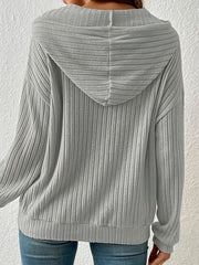Solid Kangaroo Pocket Hoodie Casual Long Sleeve Drawstring Hoodies Sweatshirt