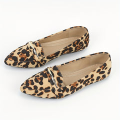 Leopard Print Flat Shoes Pointed Toe Slip On Ballet Flats