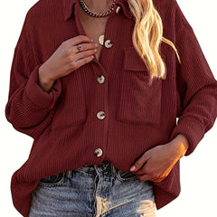 Corduroy Jacket Women's Casual Long Sleeve Jacket for Fall & Winter