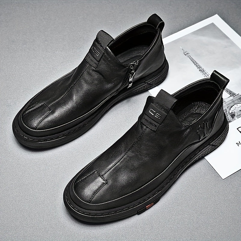 Men's Zipper Loafers Casual Slip-on Shoes