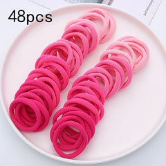 48pcs Colorful Elastic Hair Ties Set for Girls