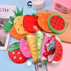 Plush Fruit Coin Purse Zipper Wallet Storage Bag Boys Girls Accessories