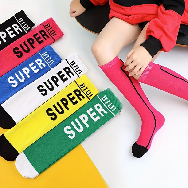 3 Pairs Kids Street Style Dance Socks Comfy High Socks Students Stockings