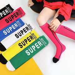 3 Pairs Kids Street Style Dance Socks Comfy High Socks Students Stockings