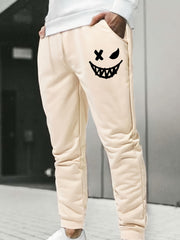 Men's Devil Smile Face Print Sweatpants Elastic Waist Sport Jogger Pants
