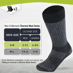 3 Pairs Men's Outdoor Wool Socks for Running Training Skiing