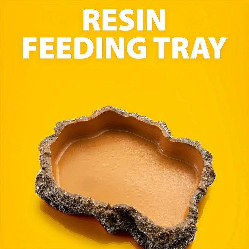 Resin Rock Dish Reptile Amphibian Feeding Bowl for Pets