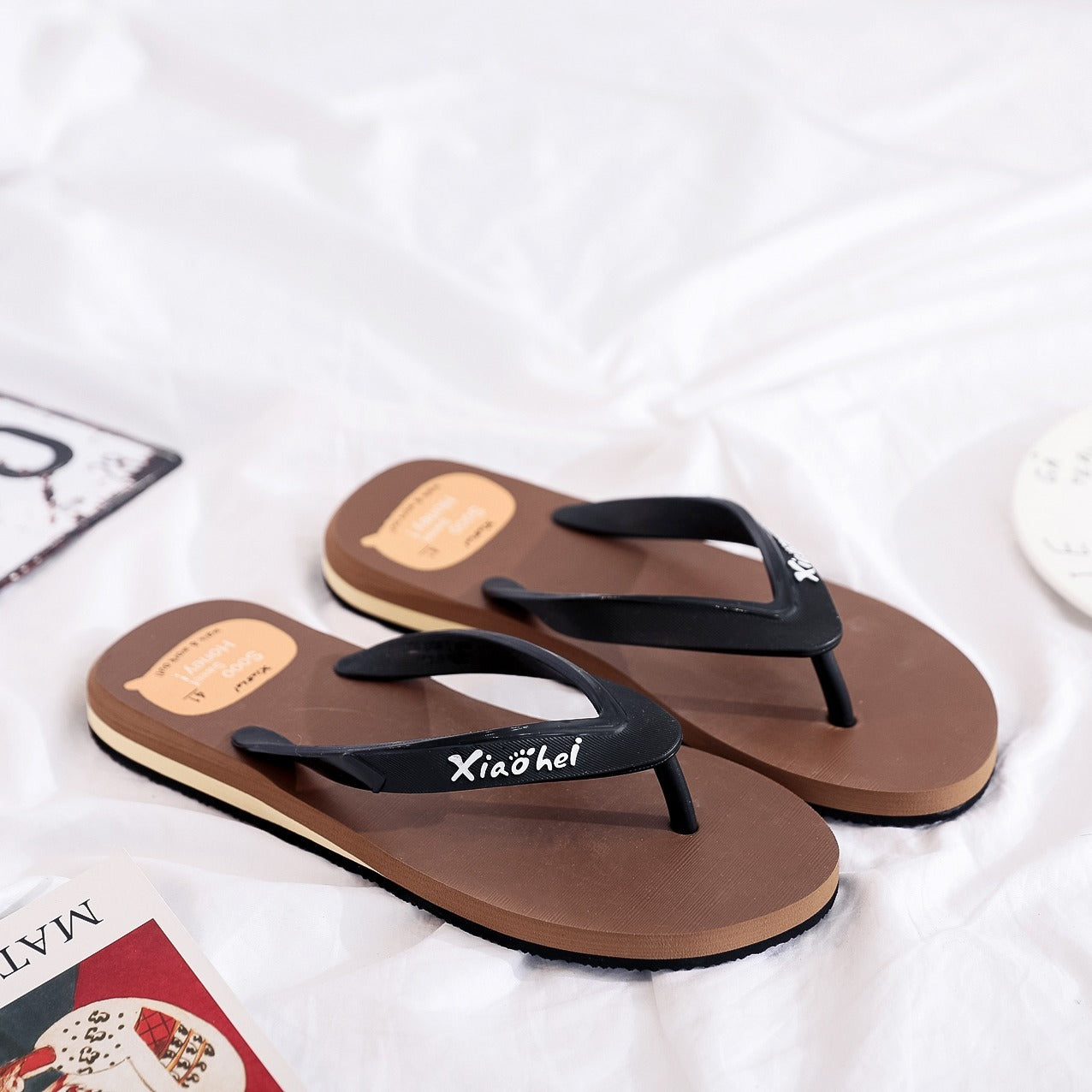 Men's 'Xiaohei' Print Flip Flops Anti skid Slippers