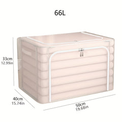 Zippered Folding Clothes Storage Box with Handles & Support Rack