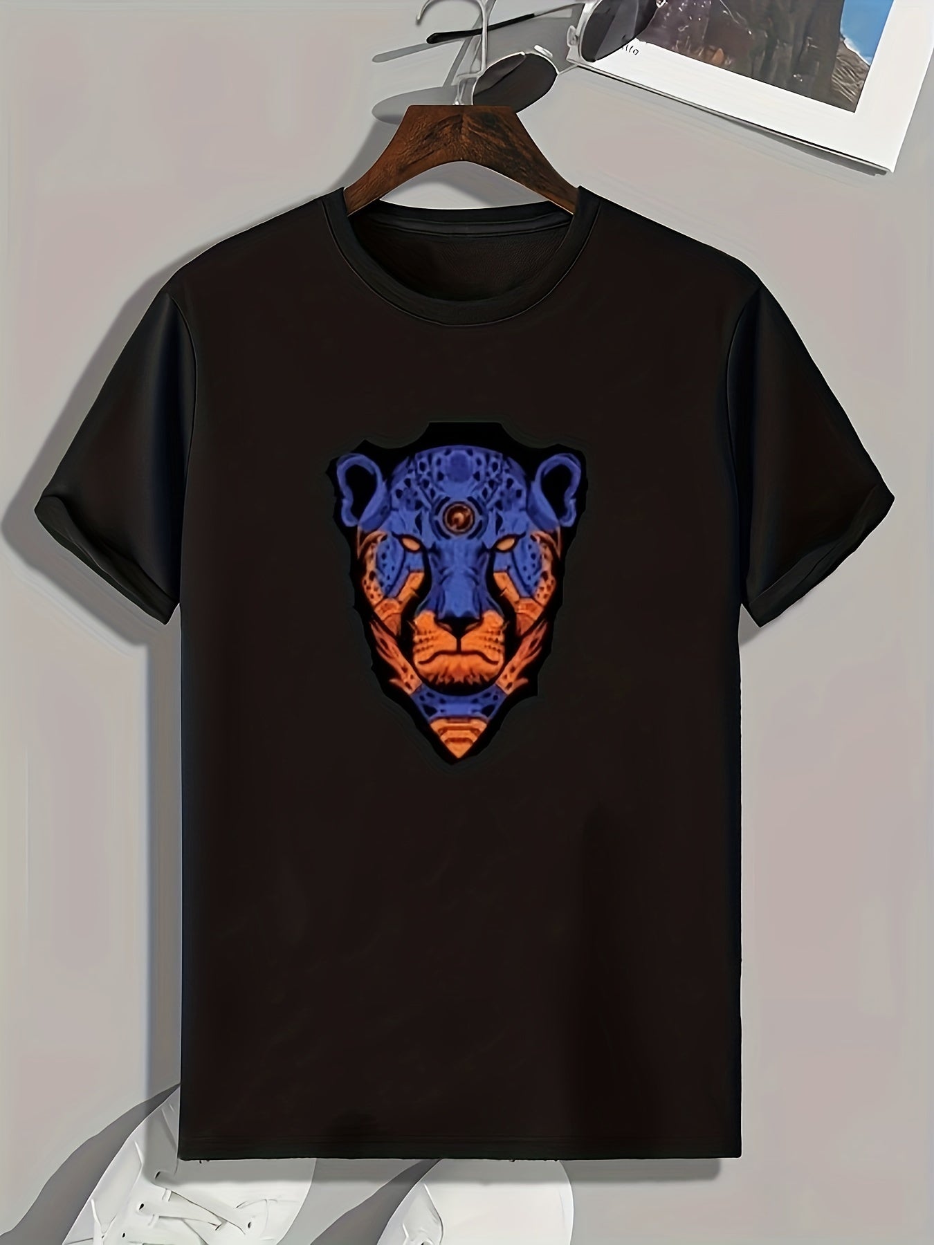 Leopard Pattern Print Men's Comfy Sports T shirt Graphic Tee
