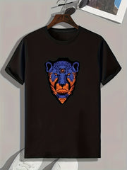 Leopard Pattern Print Men's Comfy Sports T shirt Graphic Tee