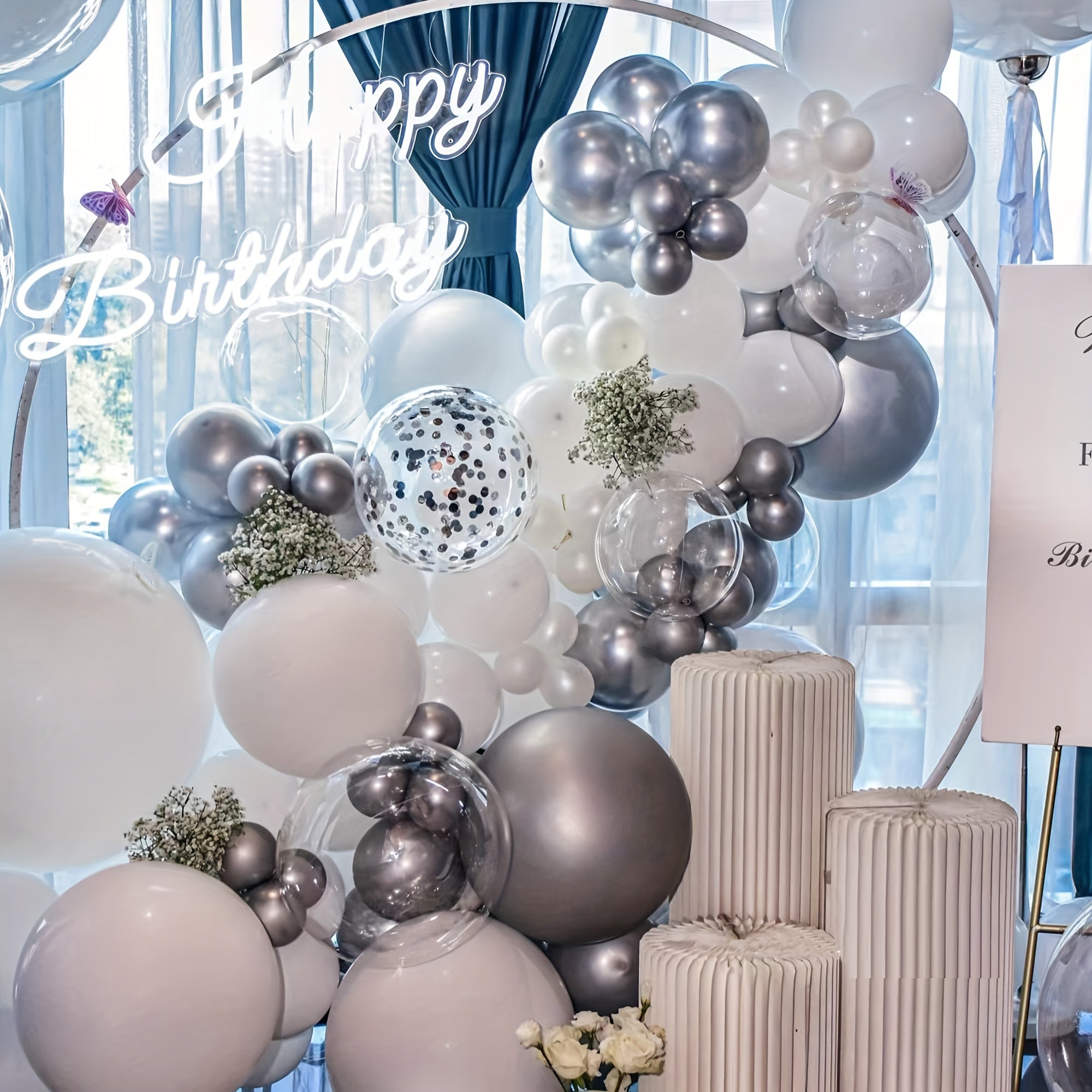 144pcs Silvery Confetti Balloons Garland Kit for Party Decoration