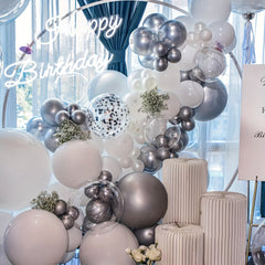 144pcs Silvery Confetti Balloons Garland Kit for Party Decoration