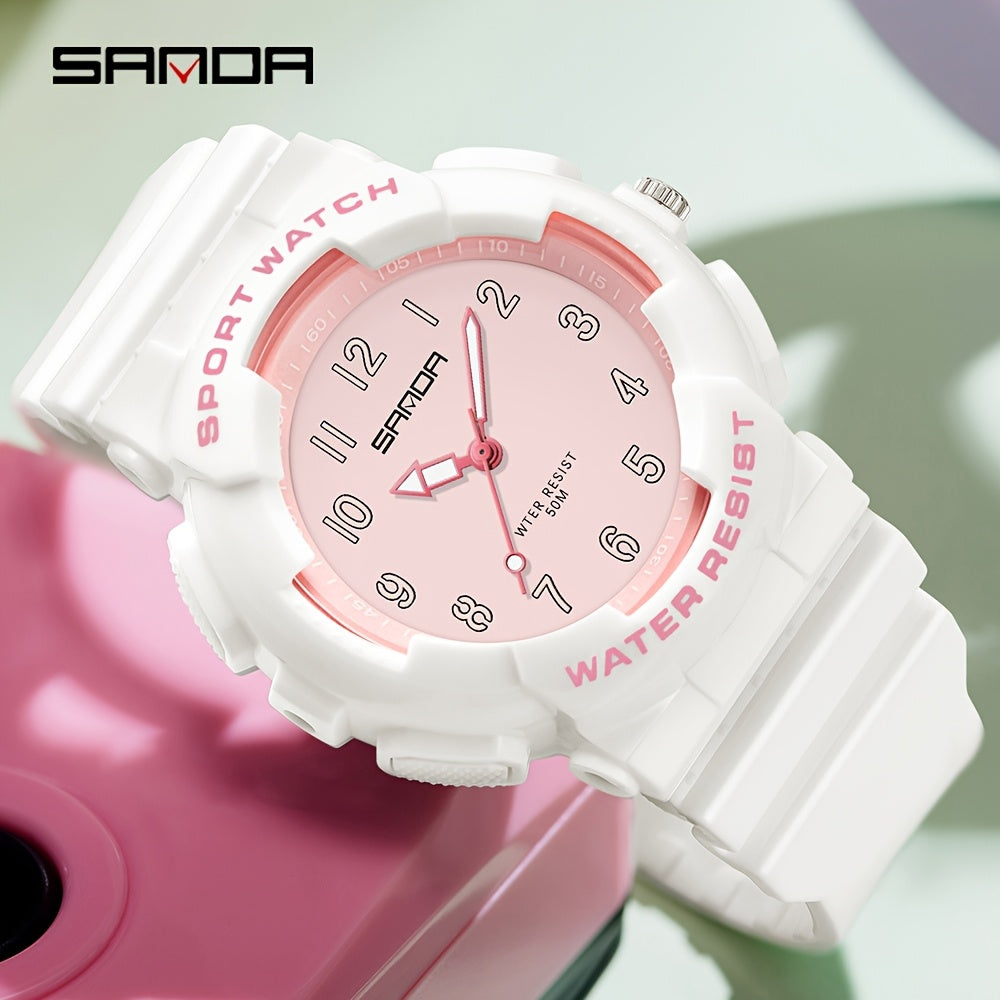 SANDA Unisex Sport Watch 5ATM Shock Resistant Mint Green TPU Str