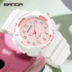 SANDA Unisex Sport Watch 5ATM Shock Resistant Mint Green TPU Str