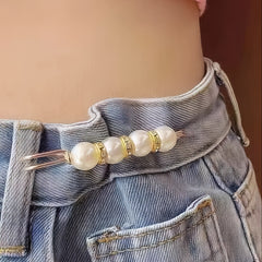 2pcs Faux Pearl Waist Buttons Pin Faux Pearl Brooch For Pants