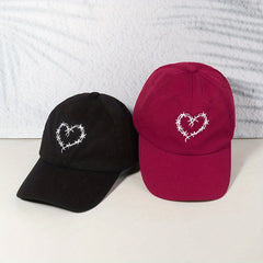 Couple Baseball Cap Heart Printed Solid Dad Hats For Women & Men