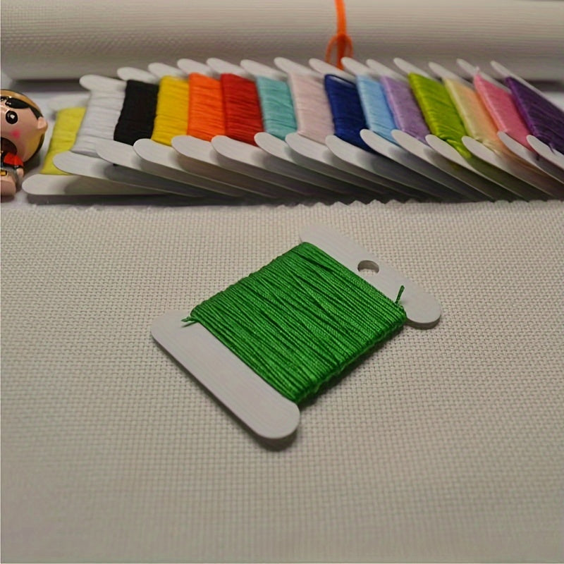 14pcs Cross Stitch Thread DIY Monochrome Sewing Toy Insole Winding Board Set