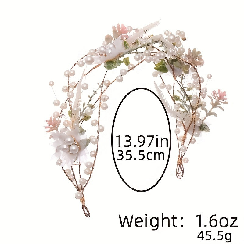 Faux Pearl Flower Leaf Headband Hairband Tiara Wedding Bridal Hair Accessories