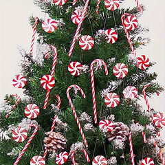 20pcs Christmas Red & Candy Windmill Cane Set Tree Pendant
