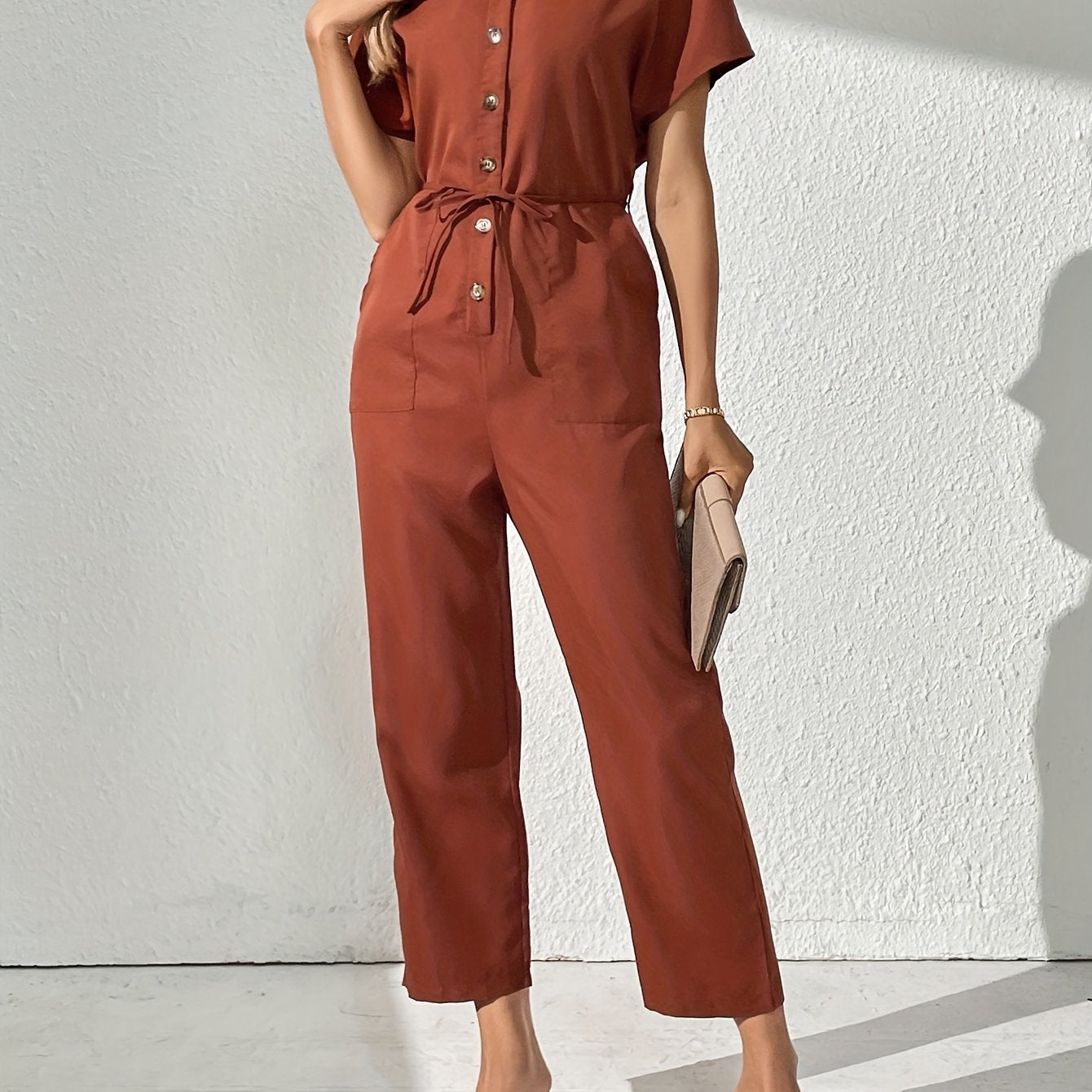 Long Sleeve Ruffled Jumpsuit Casual Loose Fit