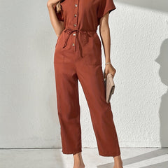 Long Sleeve Ruffled Jumpsuit Casual Loose Fit