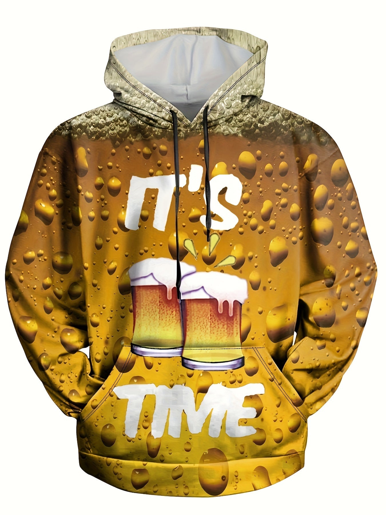 3D Print Beer Hoodie Loose Pullover Men's Clothing Autumn Winter