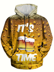 3D Print Beer Hoodie Loose Pullover Men's Clothing Autumn Winter