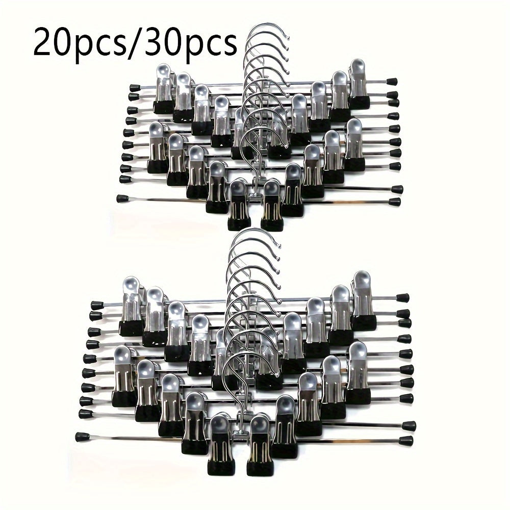 20/30pc Non-slip Pants Hanger Storage Rack with Adjustable Clip
