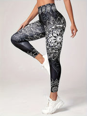 Floral Print Yoga Leggings High Waist Workout Pants