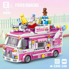 Mini Building Blocks Food Truck Set Creative Model Toy Festive Gift